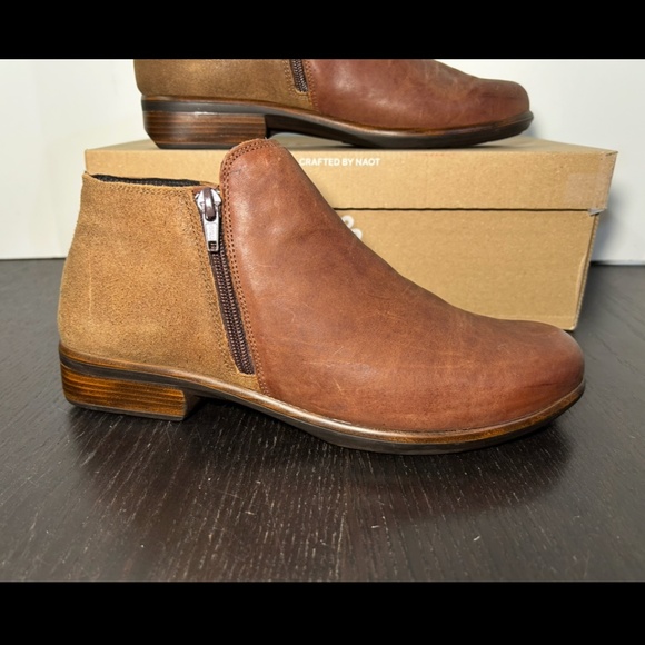 Naot Helm Leather Ankle Boots Cognac Lthr/Antique Brown Woman EU 40/US 9-9.5 - Picture 1 of 16